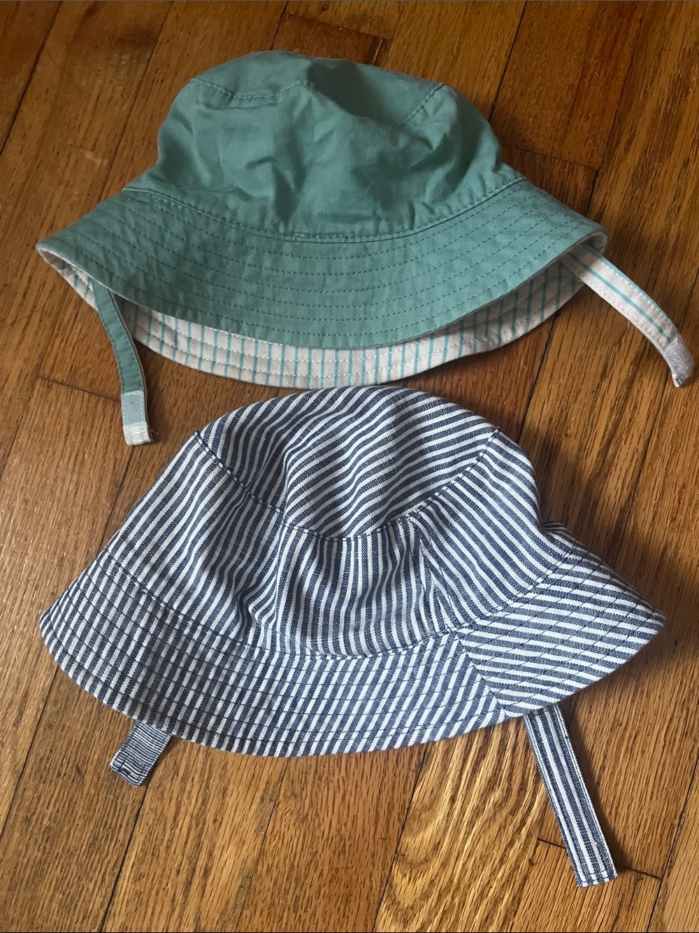 Infant Sun Bucket Hat Bundle- Teal & Blue Striped -